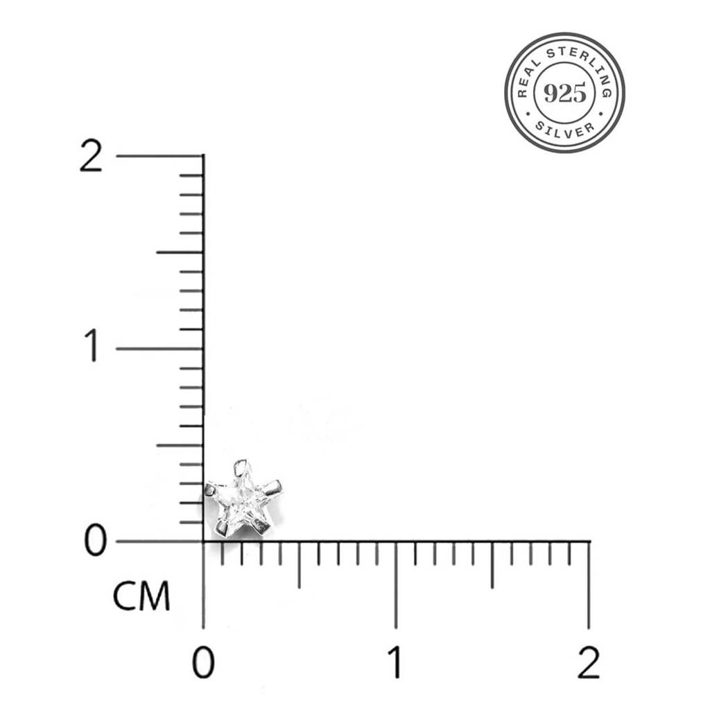 Star Cz Rhodium Plated 925 Sterling Silver Non Piercing : NTH-10006