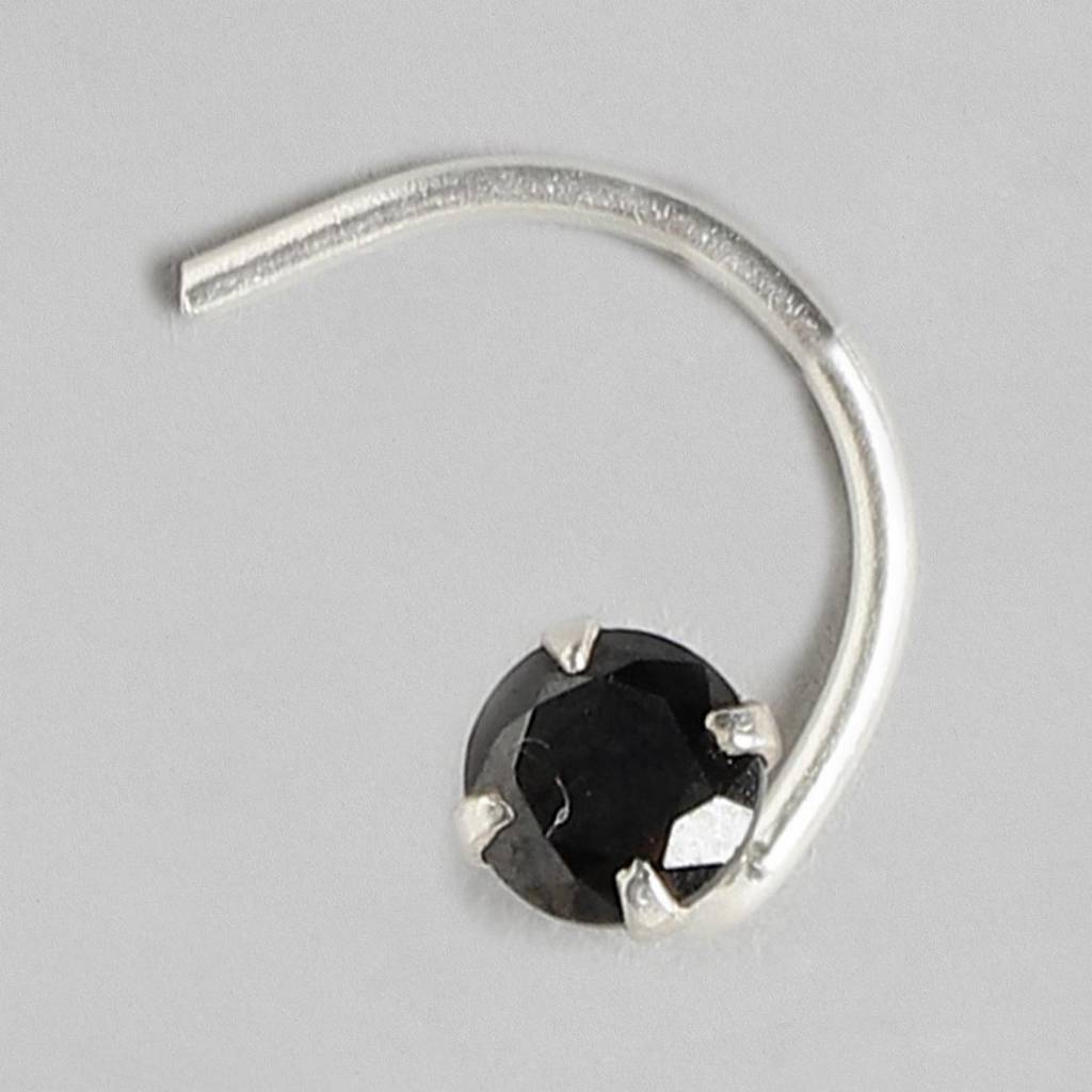 Solid Rhodium Plated 925 Sterling Silver Nose Ring : NTH-10008