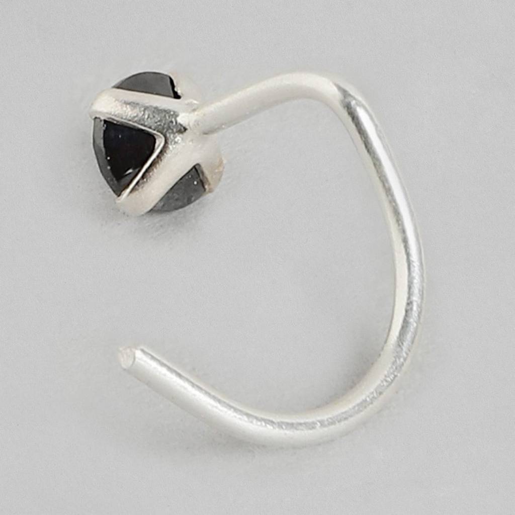 Solid Rhodium Plated 925 Sterling Silver Nose Ring : NTH-10008