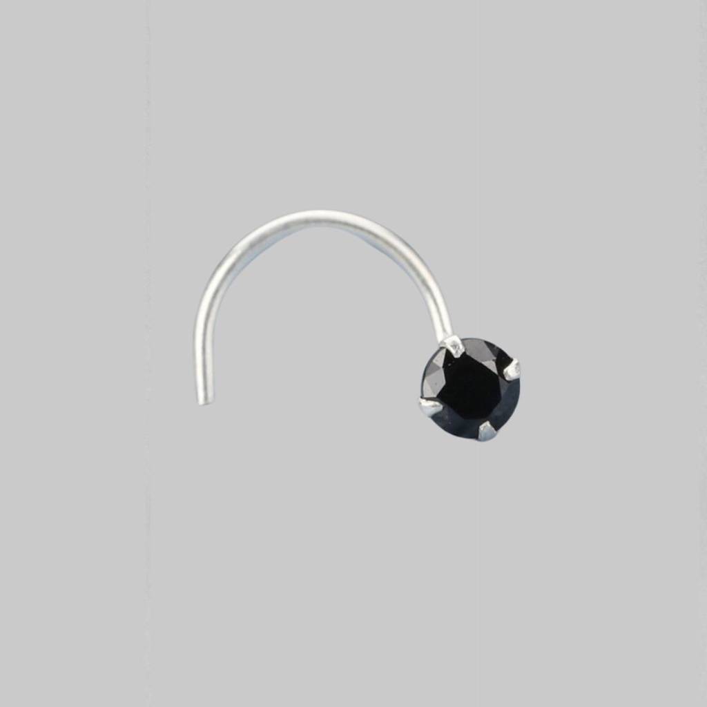 Solid Rhodium Plated 925 Sterling Silver Nose Ring : NTH-10008