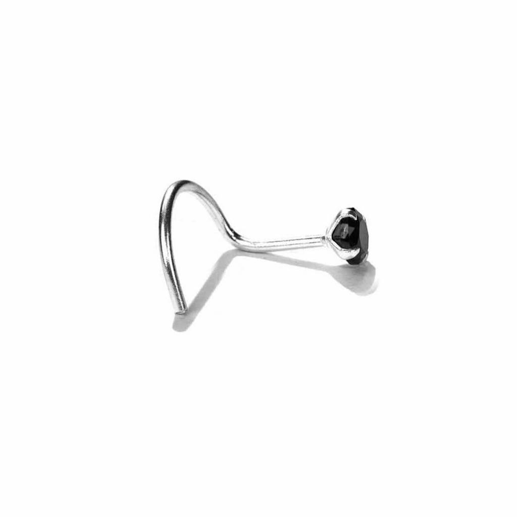 Solid Rhodium Plated 925 Sterling Silver Nose Ring : NTH-10008