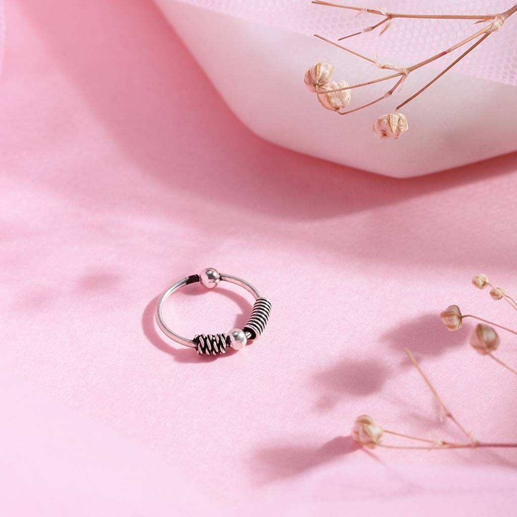 Elegant Rhodium Plated 925 Sterling Silver Nose Ring : NTH-10017