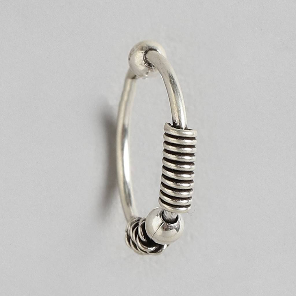 Elegant Rhodium Plated 925 Sterling Silver Nose Ring : NTH-10017
