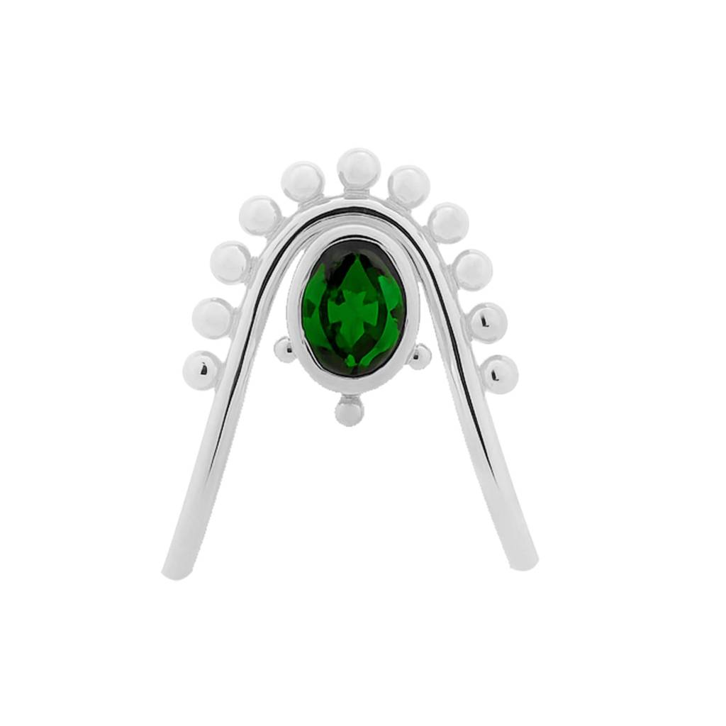 Women 925 Sterling Silver Cz Emerald Adjustable Vanki Ring : NVRWW017006