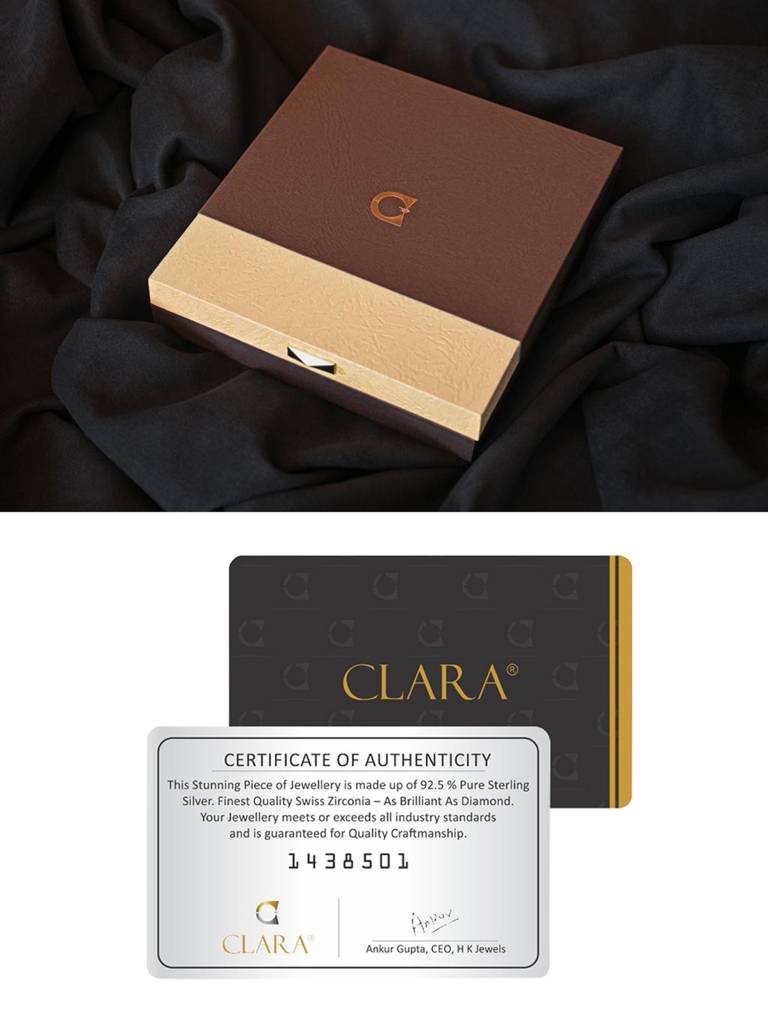 925 Sterling Silver Rhodium Plated Swiss Zirconia Stone Flower Necklace Jewellery Set With Earrings Gift For Women  : CSNSN5E5