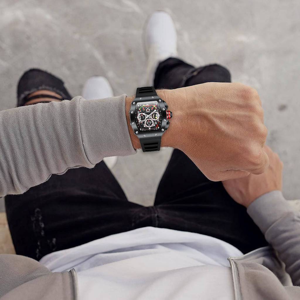 Giordano Multifunction Watch For Men With Day, Date, And 24-Hour Sub-Dial, Water Resistant Square Dial Unique De : GZ-50120-01