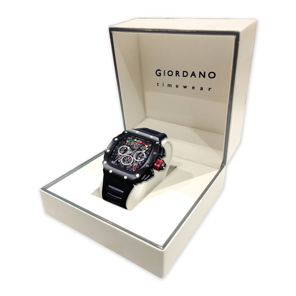 Giordano Multifunction Watch For Men With Day, Date, And 24-Hour Sub-Dial, Water Resistant Square Dial Unique De : GZ-50120-01