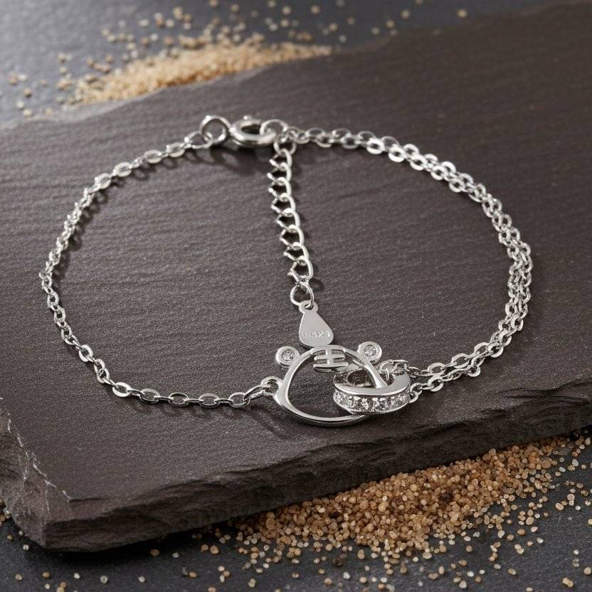 ZIRAK SILVER 925 Silver Interlocking Teddy Chain Bracelet With