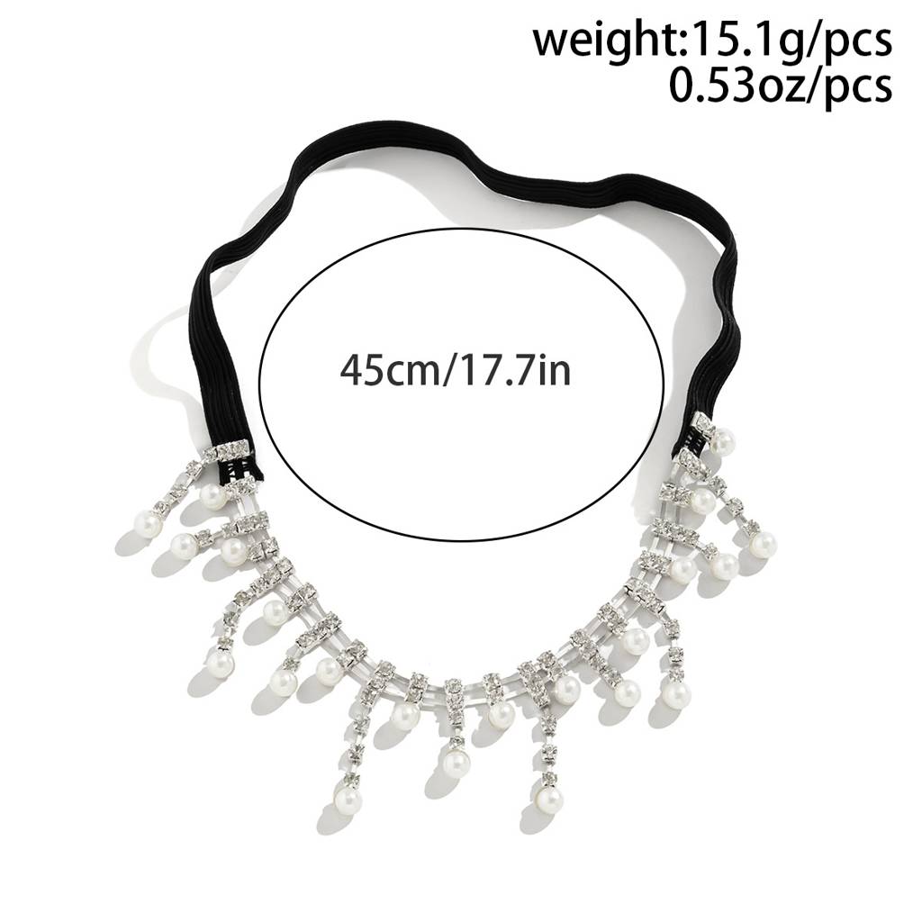 Silver Plated Thigh Chain With Faux Pearls And Rhinestones : ASX1224BJ188S