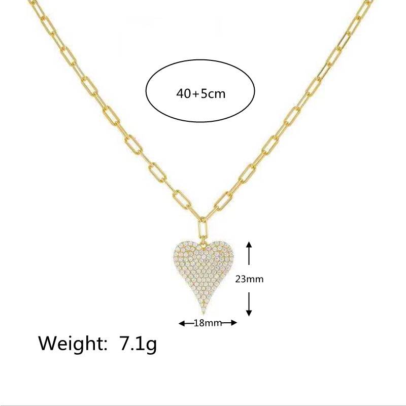 18K Gold Plated Anti-Tarnish Zircon Heart Chain Pendant Necklace : AWU0125P26