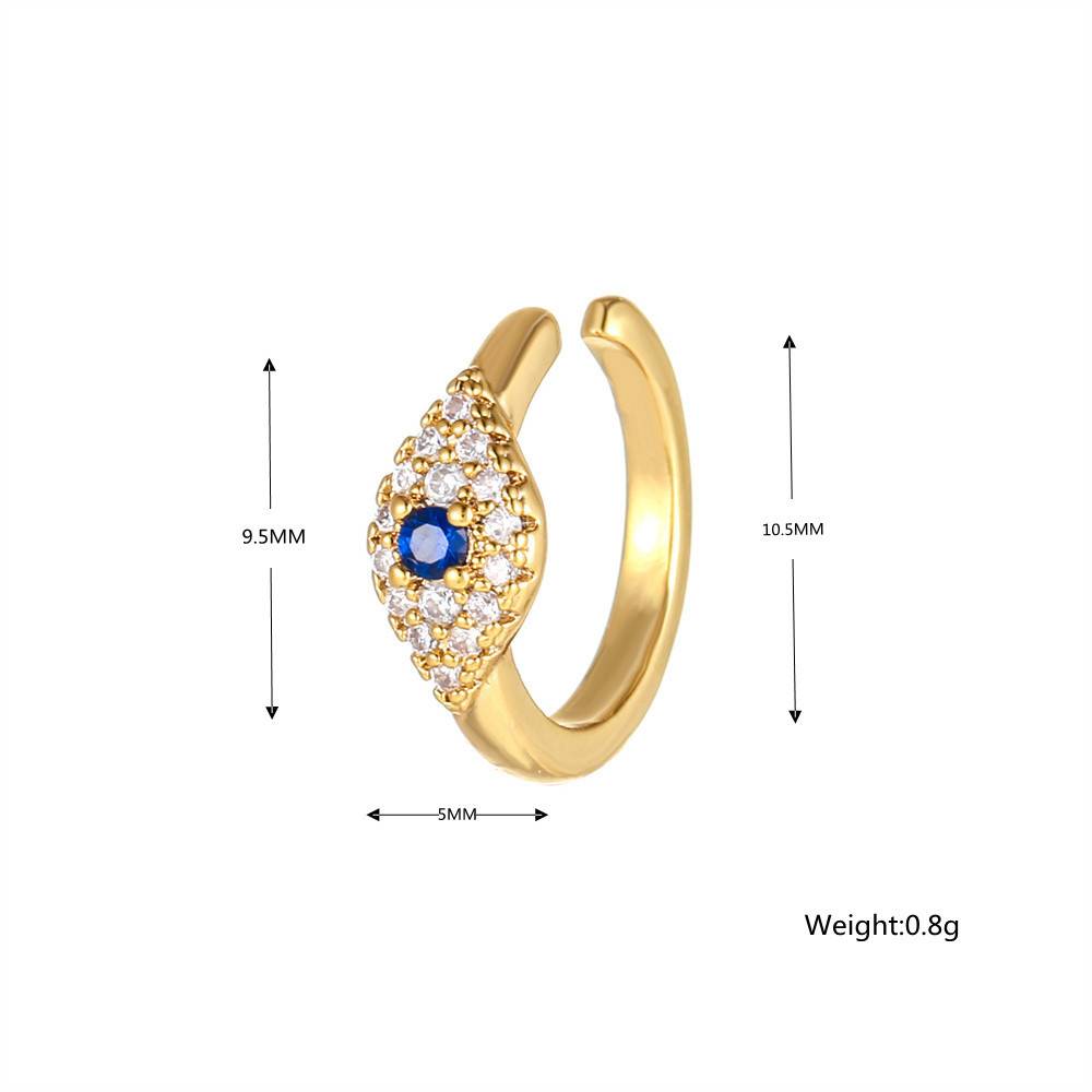 18K Gold Plated Anti-Tarnish Zircon Evil Eye Cuff Earring (Single) : AWU0125E676