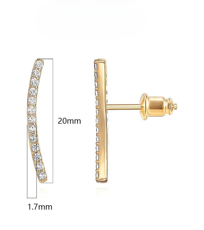 14K Gold Plated Anti-Tarnish Arc Shaped Zircon Ear Crawler Earrings : AXY0925E1029