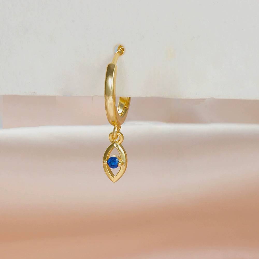 18K Gold Plated Anti-Tarnish Zircon Evil Eye Drop Earring (Single) : AWU0125E679