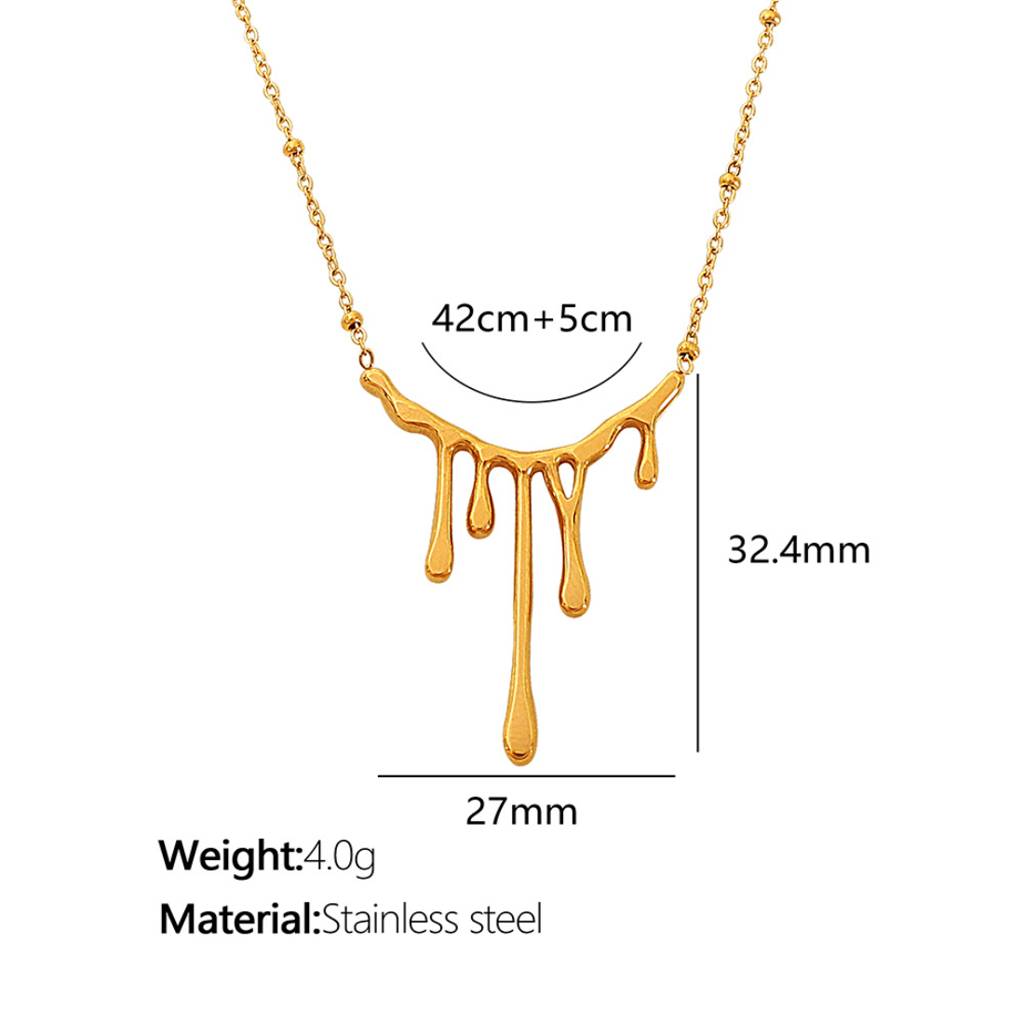 18K Gold Plated Waterproof, Anti-Tarnish Melting  Drip Pendant Necklace : AOU0125PN29G