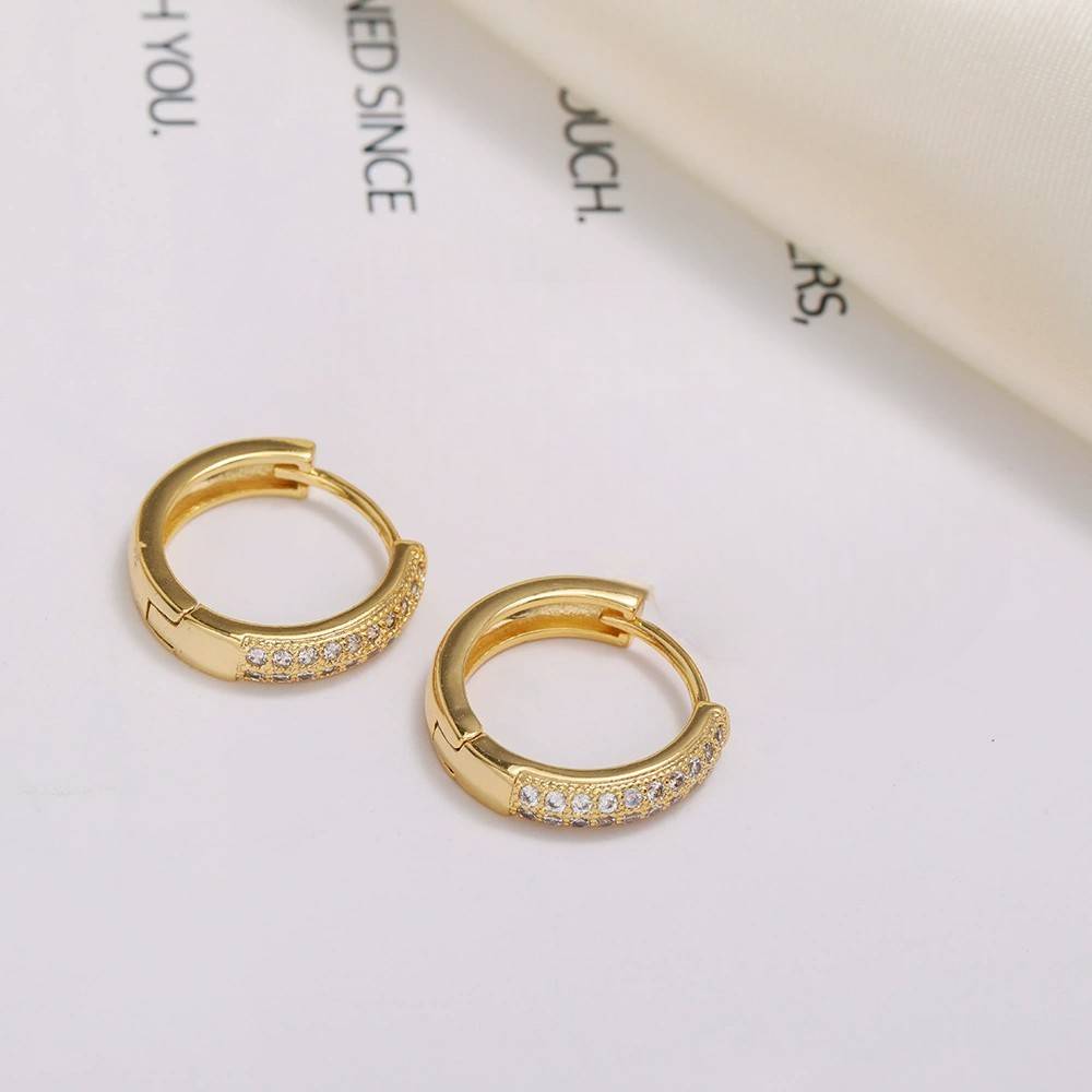 18K Gold Plated Anti-Tarnish 16Mm Diameter Zircon Hoop Earrings : AWU0125E221_16