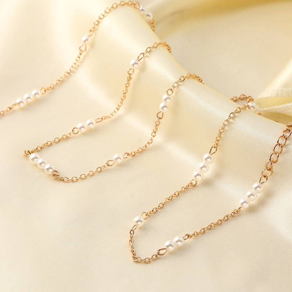 Gold Plated Anti-Tarnish Pearl Adjustable Waist Chain For Beachwear And Parties : ADN0525WC913GWH