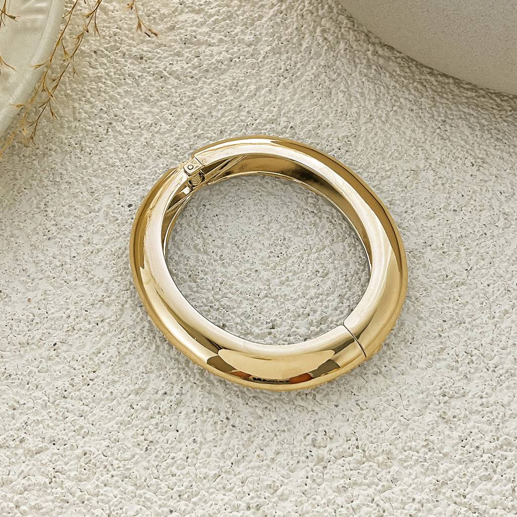 Gold/Silver Plated Shiny Bold Chunky Statement Open Bangle Bracelet : AMU0125B633G