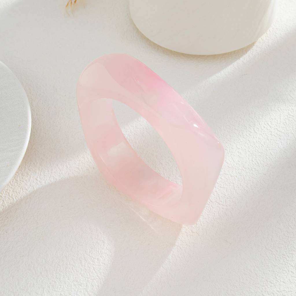 Chunky Wide Edge Rounded Square Polygonal Acrylic-Bangle : ADN0825B2252LPK