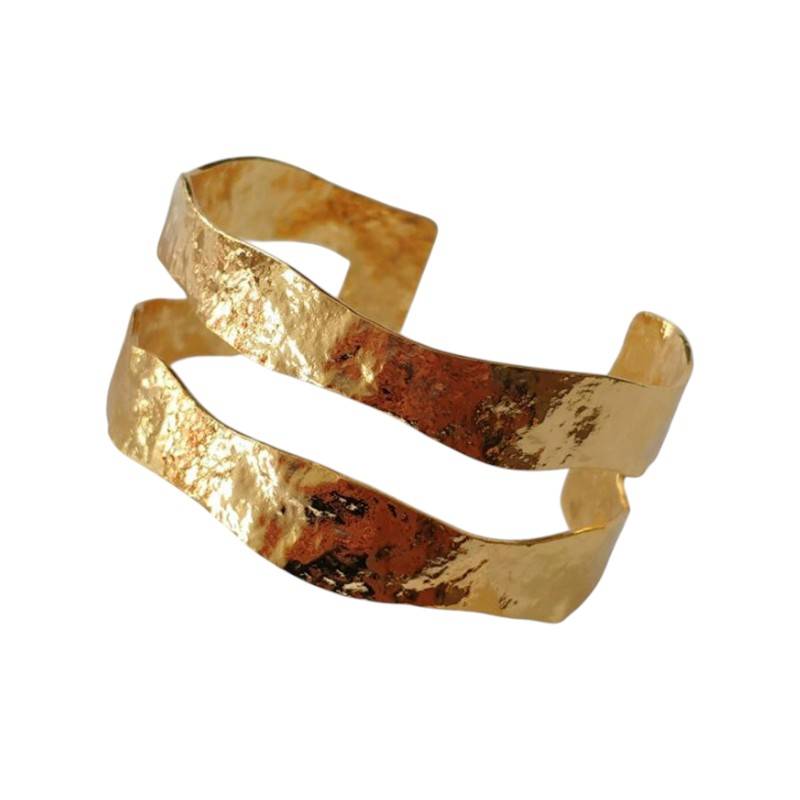 Anti-Tarnish Dual Layered Hammered Adjustable Cuff Bracelet : ADK1025B067G