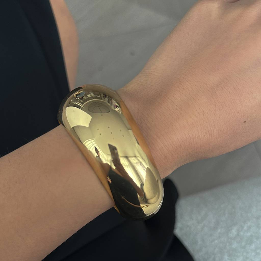 Gold Plated Bold Chunky Statement Open Bangle Bracelet : AMU0125B682G