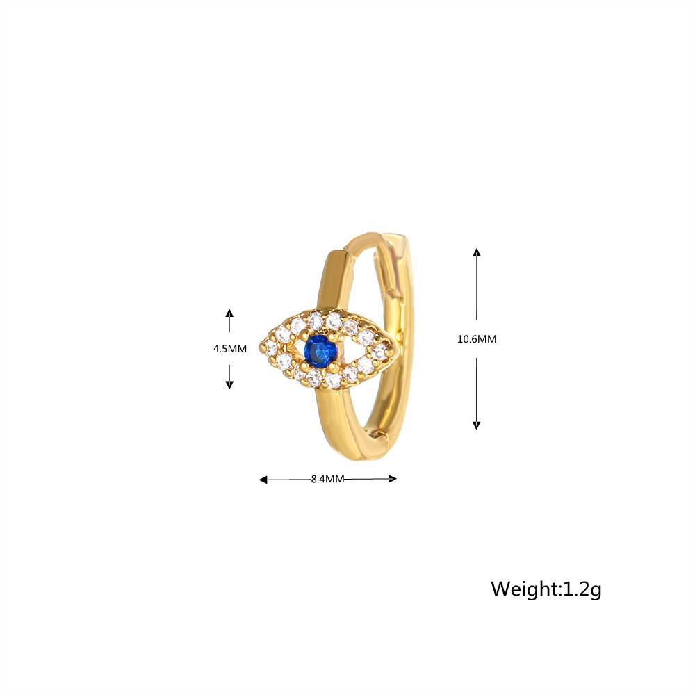 18K Gold Plated Anti-Tarnish Zircon Evil Eye Huggie Hoop Earring (Single) : AWU0125E677