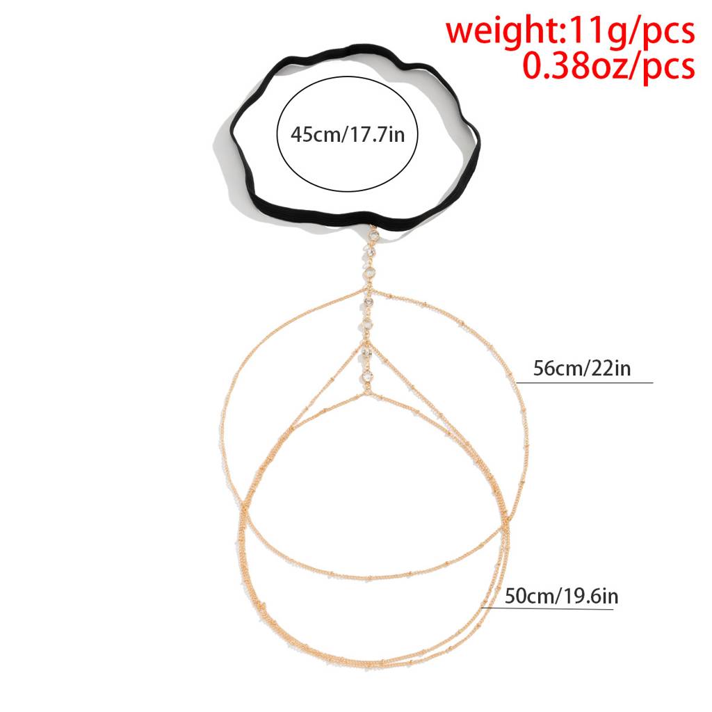 Multi Layered Thigh Leg Chain With Rhinestones (Single) : ASX1122BJ130G