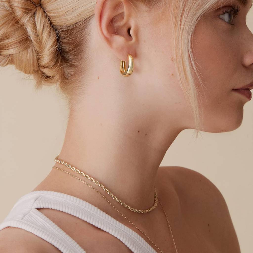 14K Gold Plated Hoops | Lightweight Daily Wear Earrings : AXY1124E1010