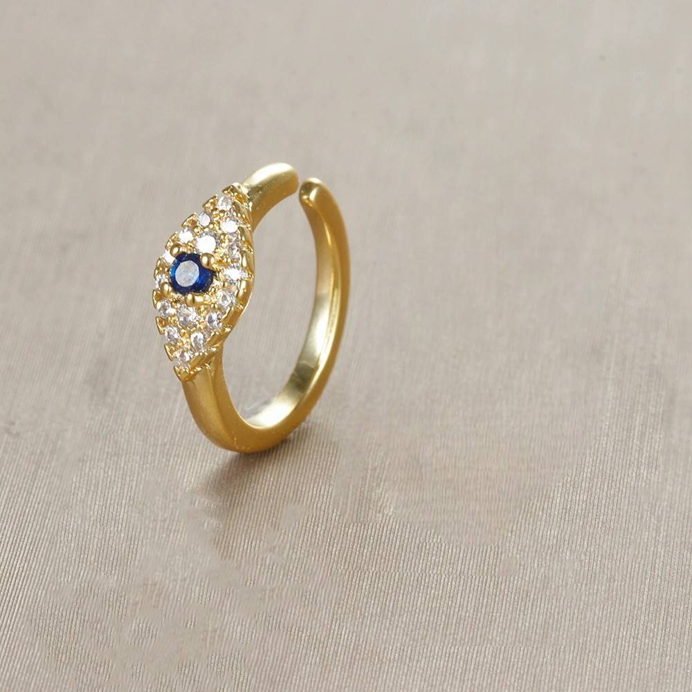 18K Gold Plated Anti-Tarnish Zircon Evil Eye Cuff Earring (Single) : AWU0125E676