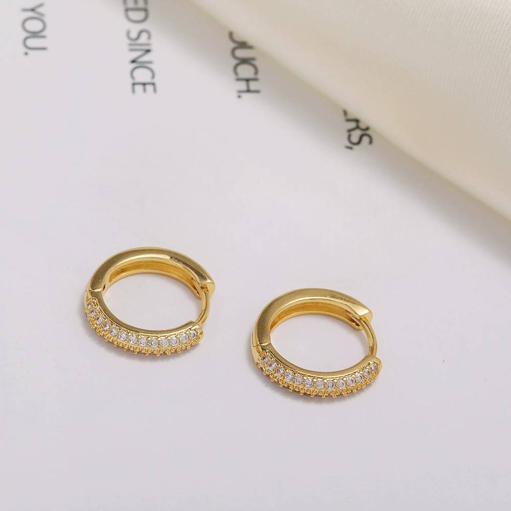 18K Gold Plated Anti-Tarnish 16Mm Diameter Zircon Hoop Earrings : AWU0125E221_16