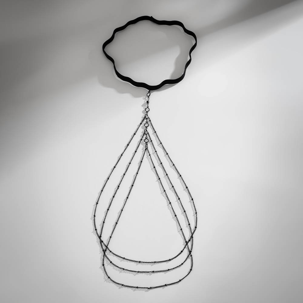 Multi Layered Thigh Leg Chain With Rhinestones (Single) : ASX1024BJ130BK