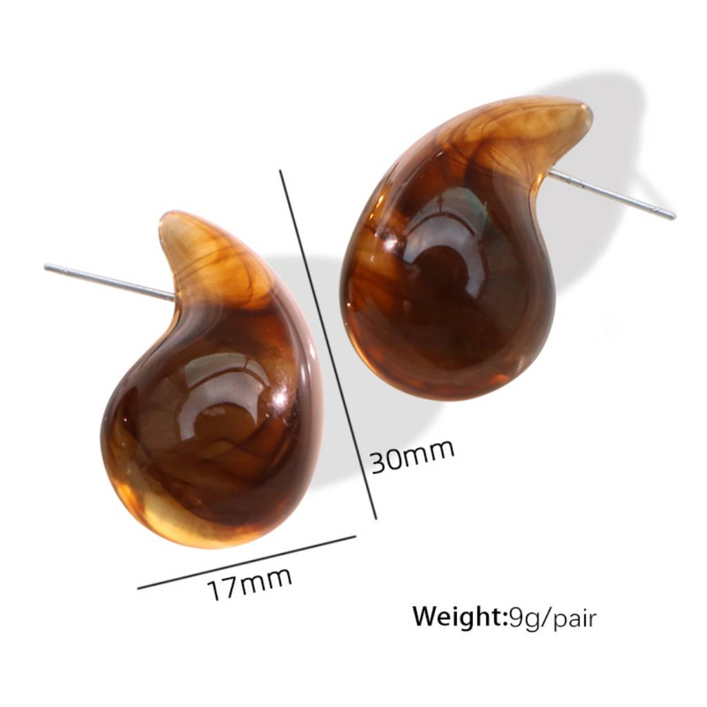 Marble Resin Marbled Tear Drop Bottega Stud Earrings : AOU0125E132BR