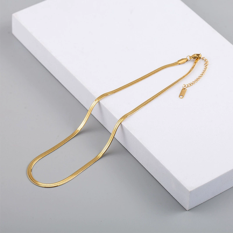 18K Gold Plated Waterproof Anti-Tarnish 2Mm Snake Chain Thin Necklace : ALL0725N694