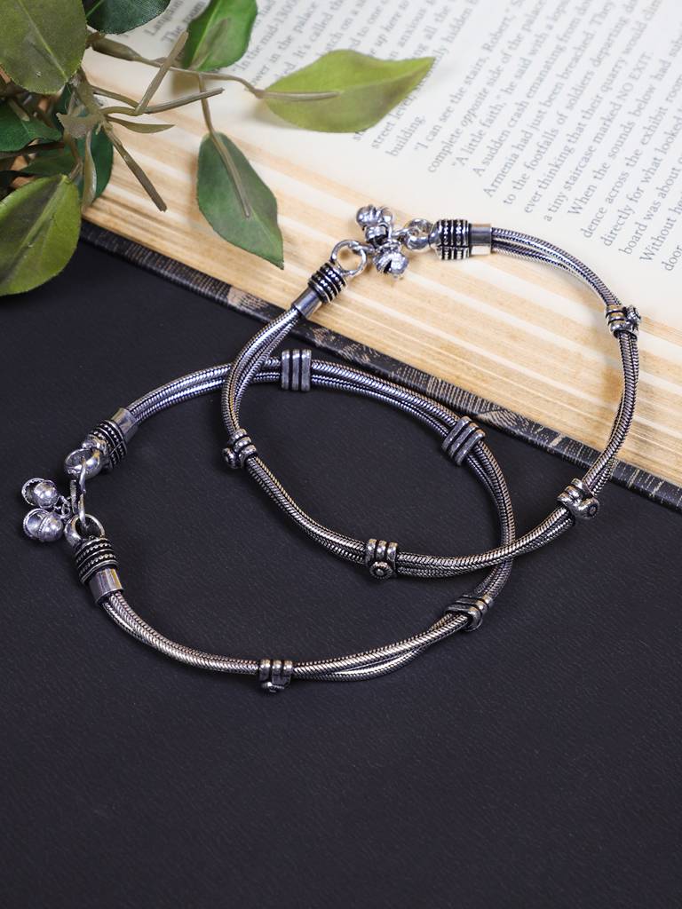 Firoza Oxidized Shyle Anklet : OXYANK1508