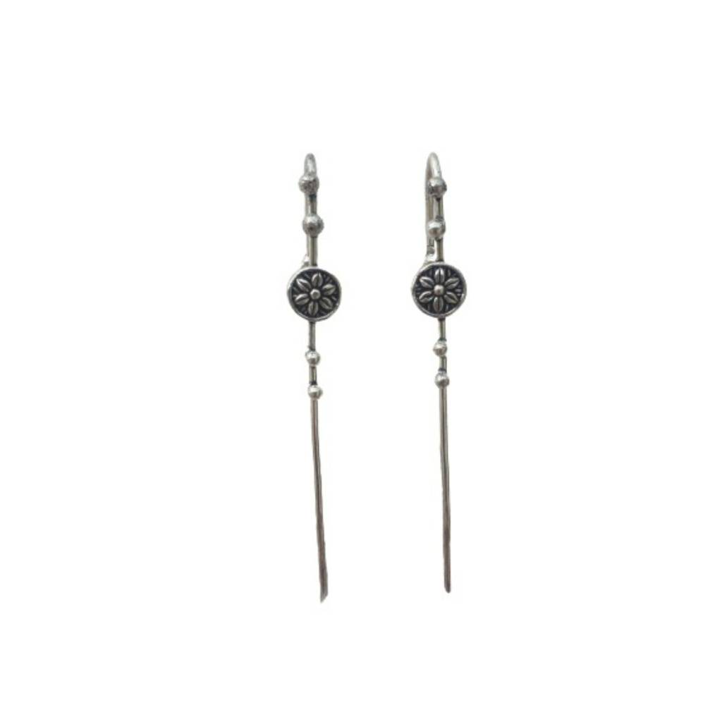 Firoza Oxidized Silver Toned Chakra Ear Cuffs : OXYCFF964