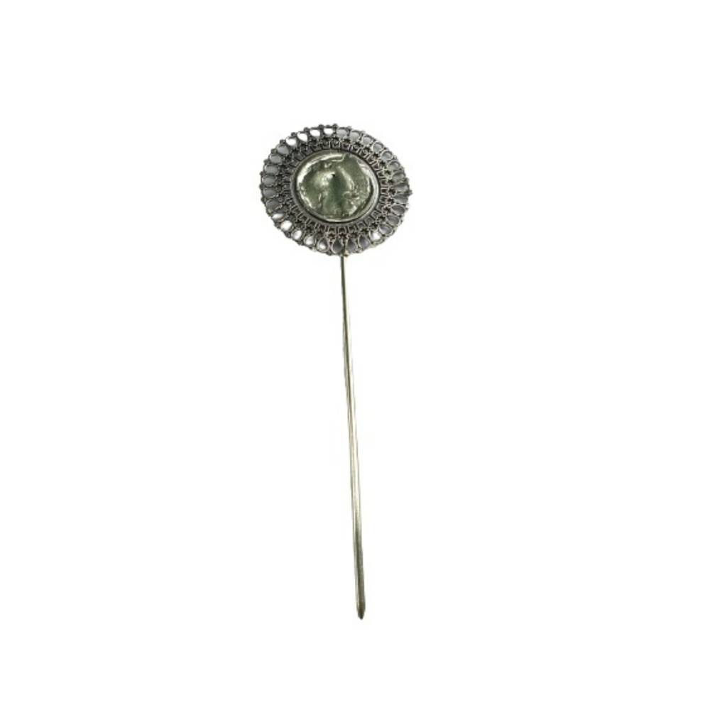 Firoza Oxidized Silver Toned Victoria Hair Stick : OXYHP1100