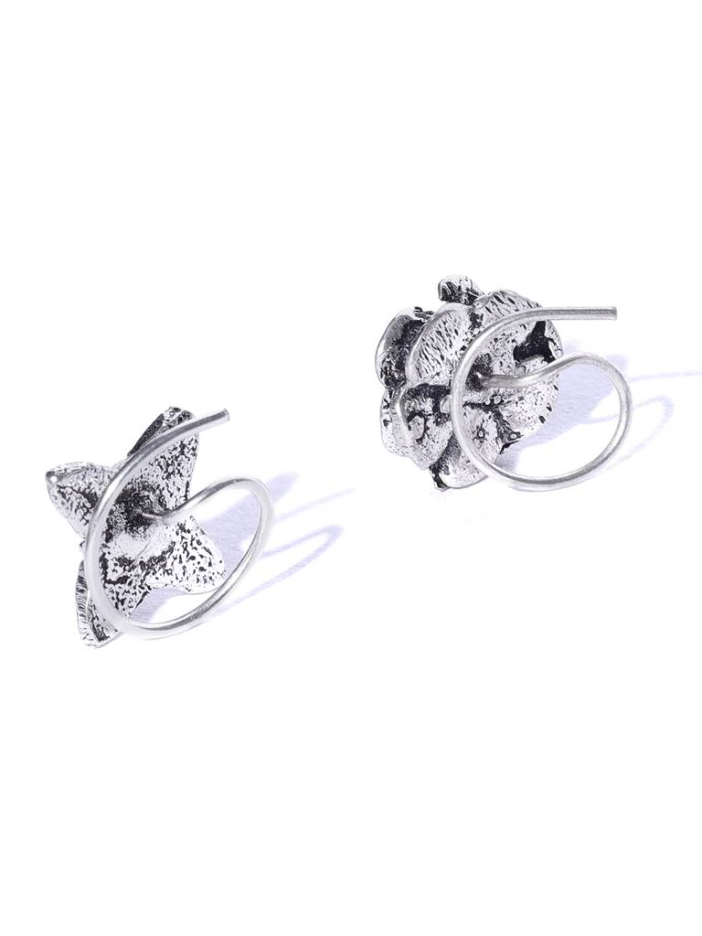 Firoza Oxidized Silver Toned Sadabahar Nosepins : OXYNPCOM416