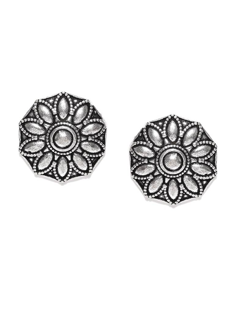 Firoza Oxidized Silver Toned Ananya Stud Earrings : OXYSD896
