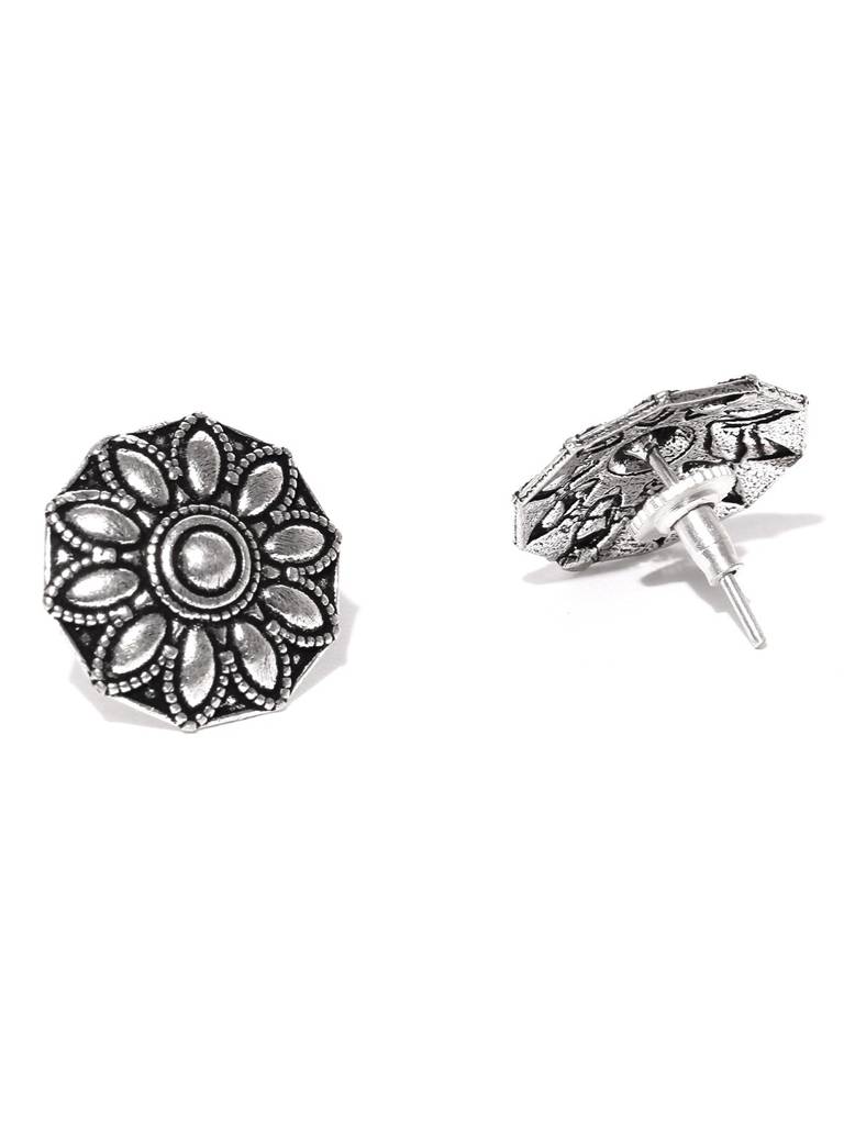 Firoza Oxidized Silver Toned Ananya Stud Earrings : OXYSD896