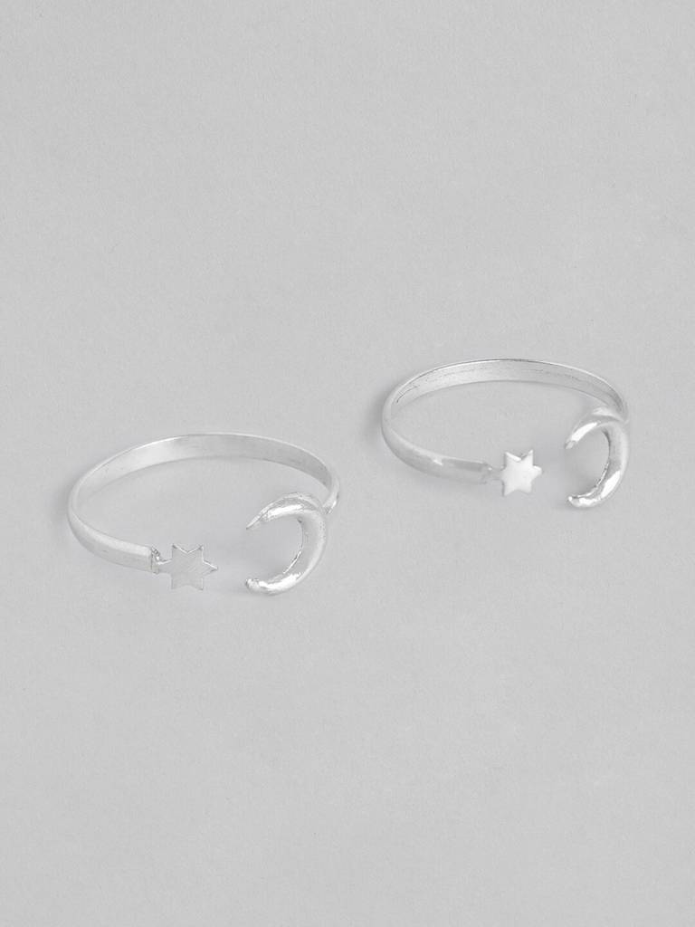 Firoza Oxidized Silver Tooned Chand Tara Thumb Toe Ring : OXYTR717