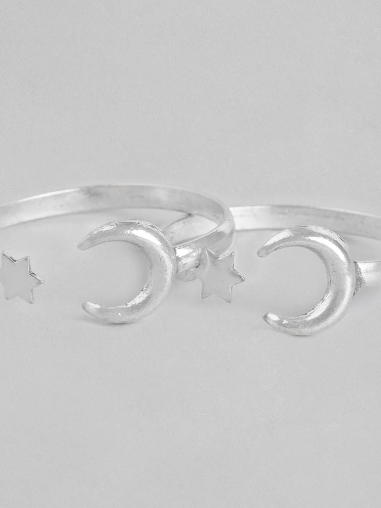Firoza Oxidized Silver Tooned Chand Tara Thumb Toe Ring : OXYTR717
