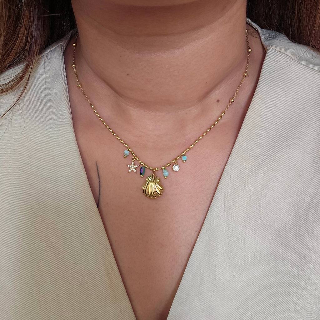 Olivia Gold Shell Necklace : TAA-9781144420630-NECKLACE
