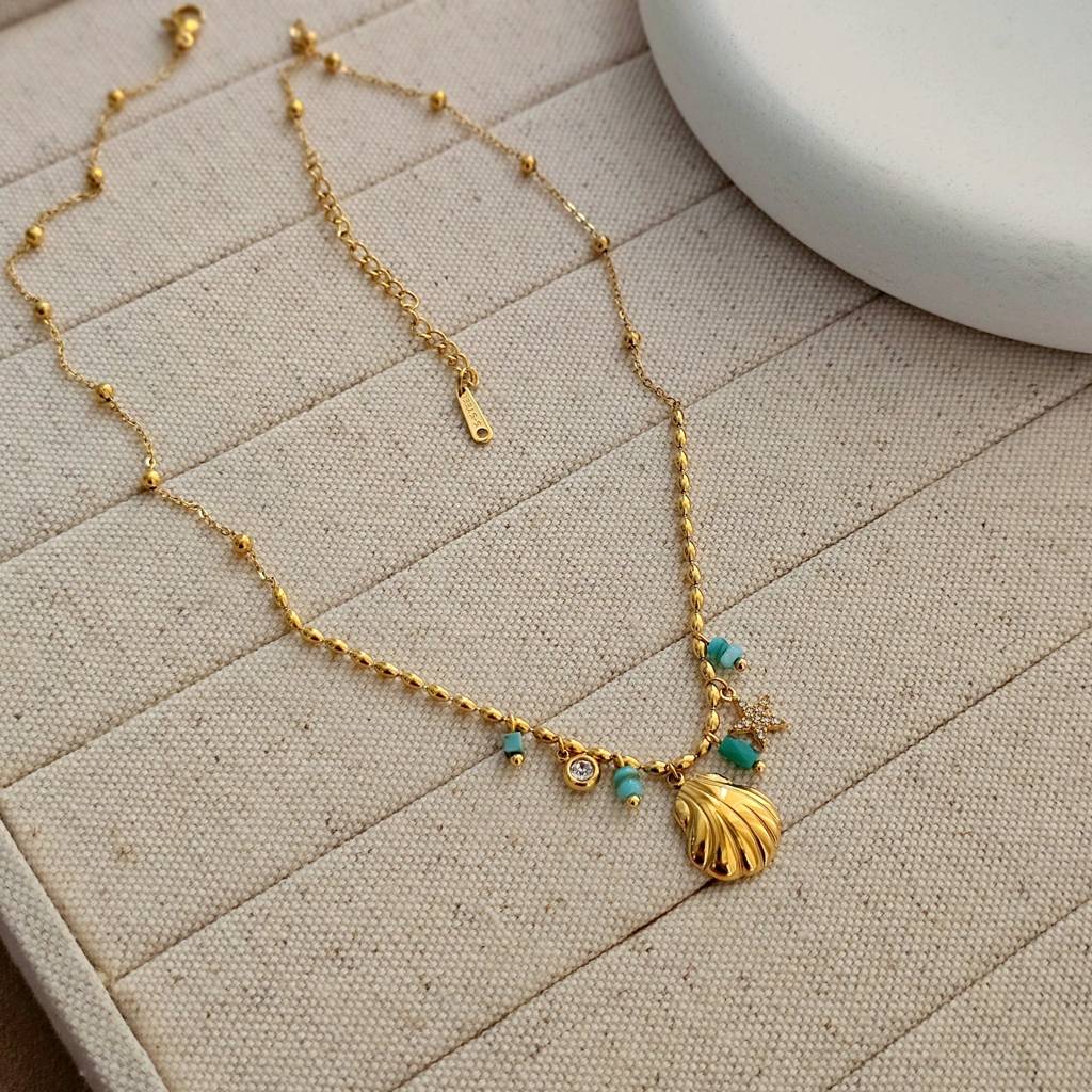 Olivia Gold Shell Necklace : TAA-9781144420630-NECKLACE