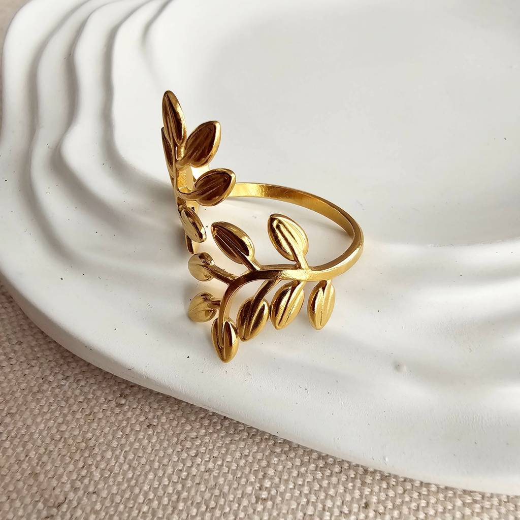 Open Leaf Adjustable Ring : TAA-9708114280726-RING