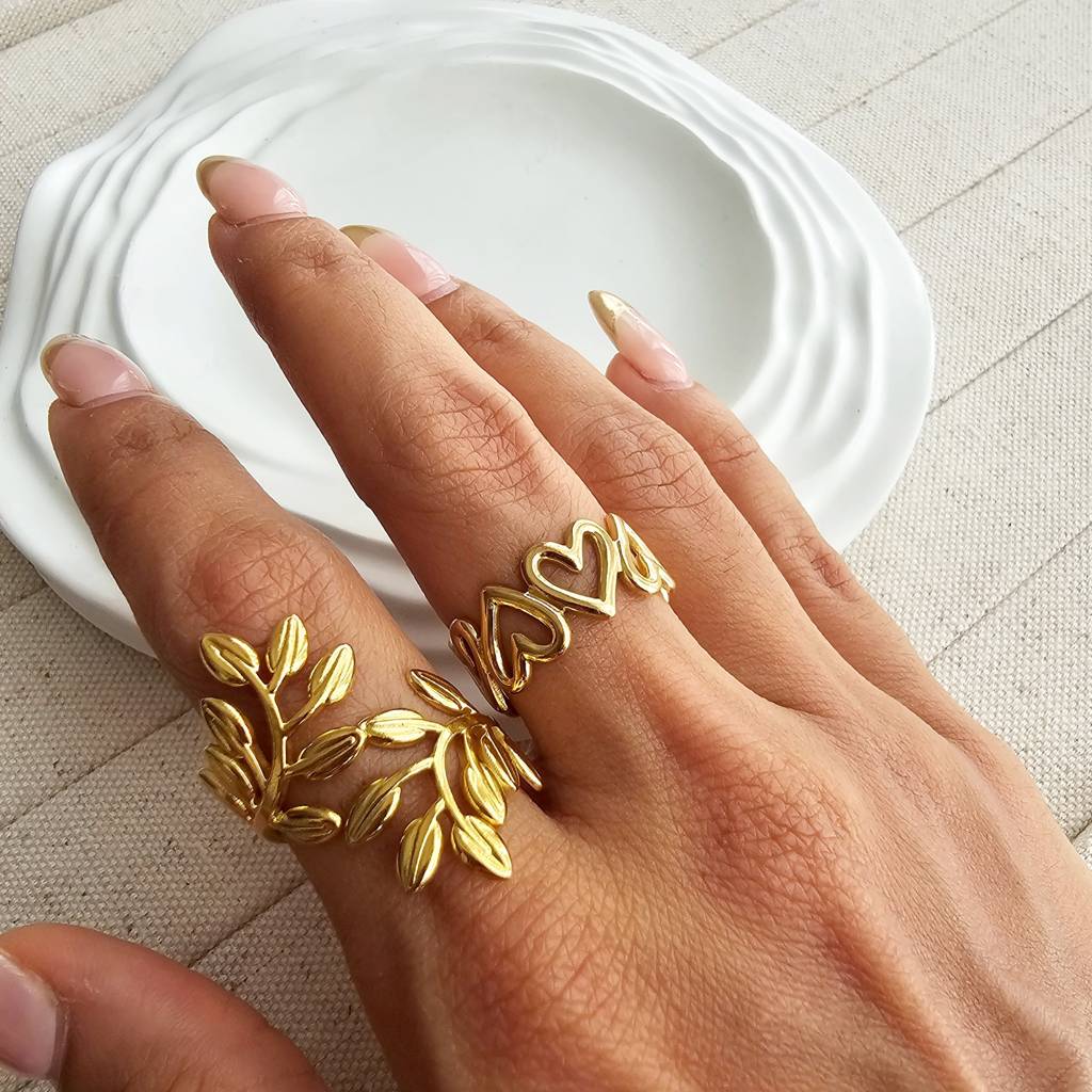 Open Leaf Adjustable Ring : TAA-9708114280726-RING