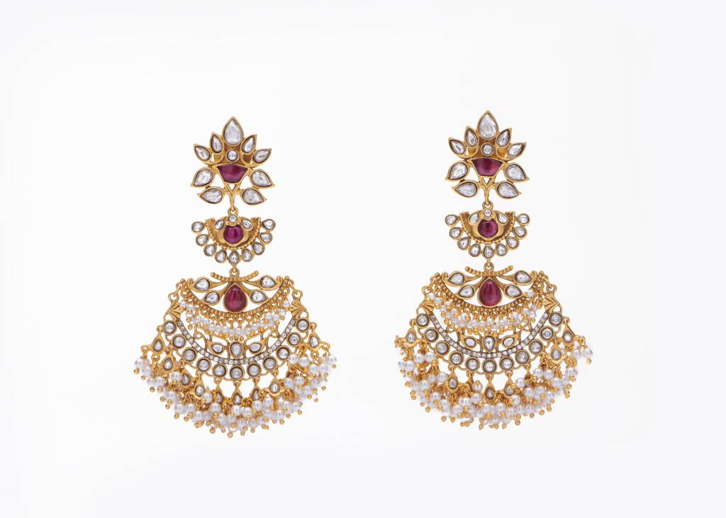 Gilded Crescent Bridal Earrings : 1026