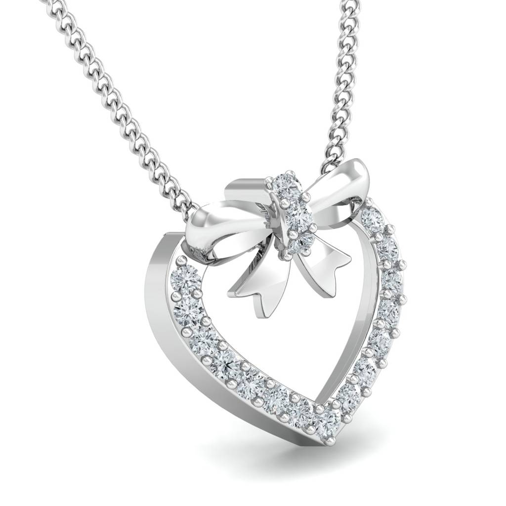 KuberBox 18K White Gold Loheartve Pendant