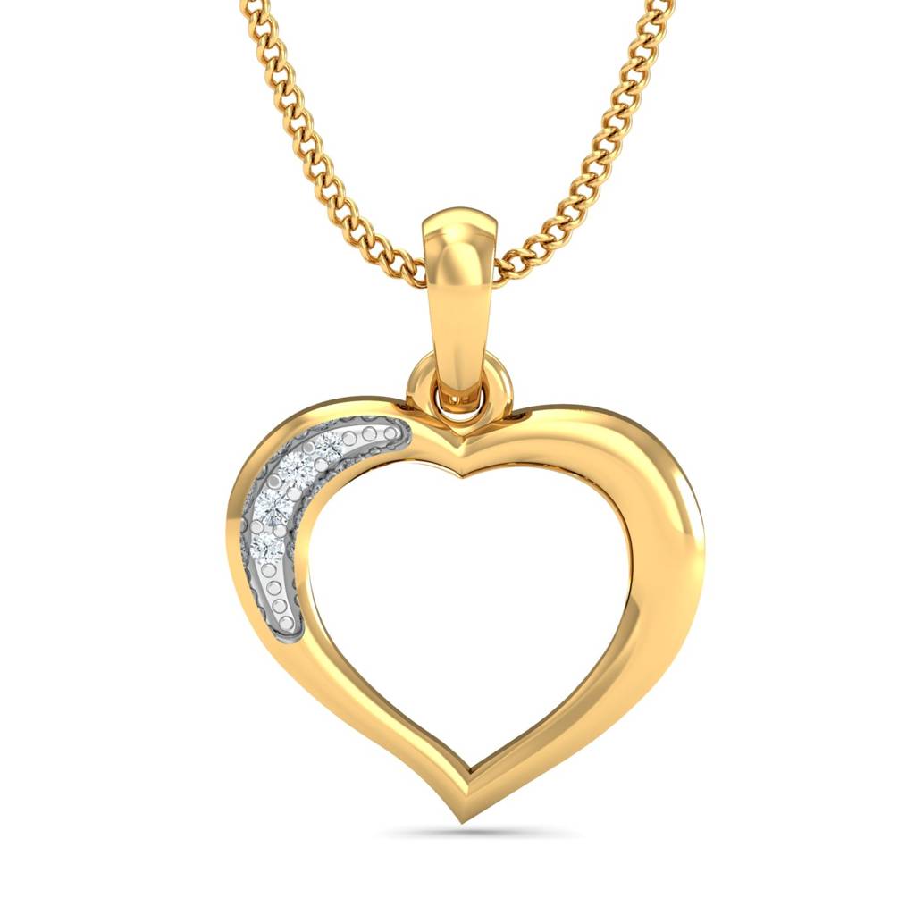 KuberBox 18K Yellow Gold Clear Heart Pendant