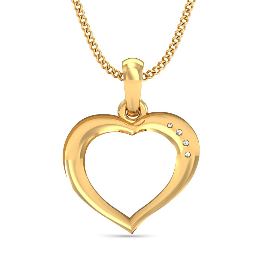 KuberBox 18K Yellow Gold Clear Heart Pendant