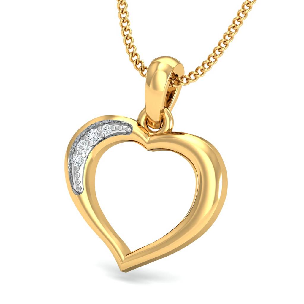 KuberBox 18K Yellow Gold Clear Heart Pendant