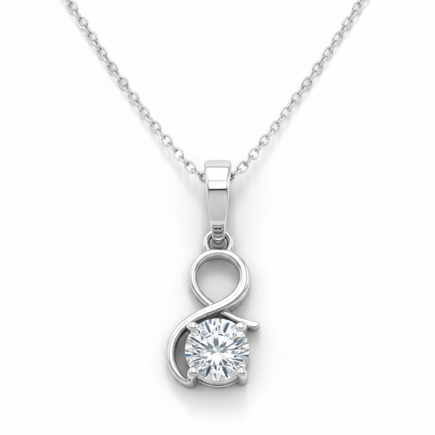 Collana Donna In Argento 925 Con Ciondolo Infinito E Zircone, Catena Regolabile 40+5,5 Cm, Suyi